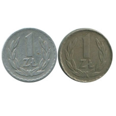 Набор 2 монеты 1 злотый Польши 1949 г. (алюминий, медно-никилевый сплав)