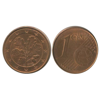 Монета 1 евроцент Германии 2009 г. J