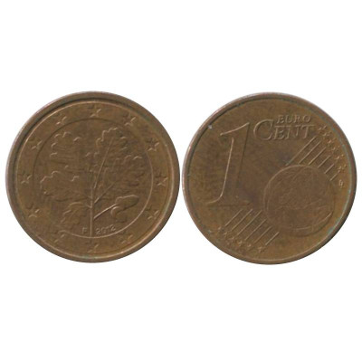 Монета 1 евроцент Германии 2012 г. F