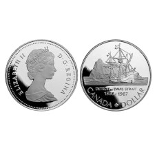 1 доллар Канады 1987 г. 400 лет открытию пролива Дейвиса