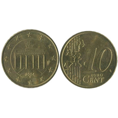 Монета 10 евроцентов Германии 2004 г. G