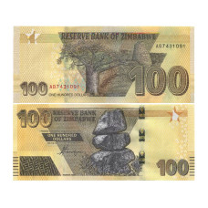 100 долларов Зимбабве 2020 г.
