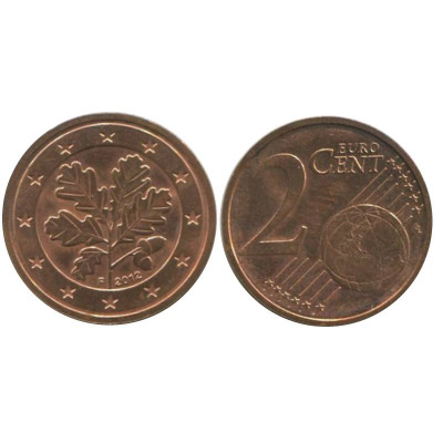 монета 2 евроцента Германии 2012 г. F