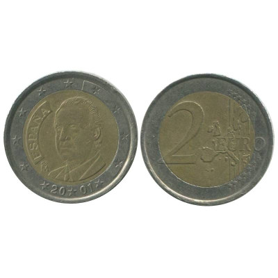 Биметаллическая монета 2 евро Испании 2001 г.