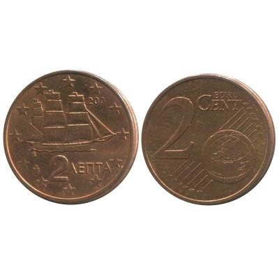 Монета 2 евроцента Греции 2007 г.