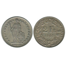 2 франка Швейцарии 1940 г. (серебро)