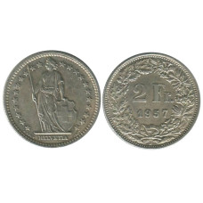2 франка Швейцарии 1957 г. (серебро)