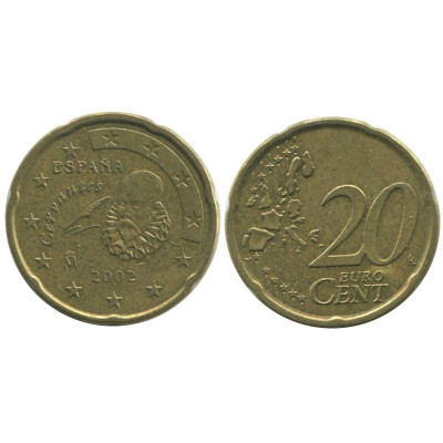 Монета 20 евроцентов Испании 2002 г.