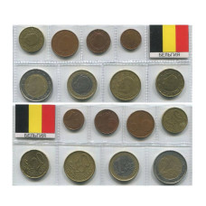 Набор 8 евромонет Бельгии 1999-2013 г.