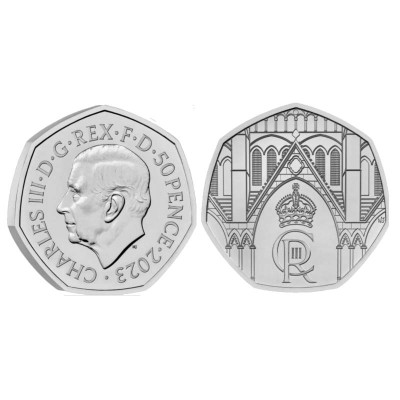 Монета 50 пенсов Великобритании 2023 г. Коронация Карла III 