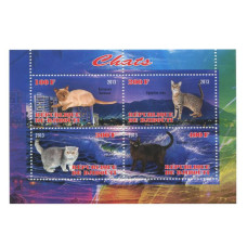 Блок марок Джибути 2013 г. Экзотические кошки (4 шт.)