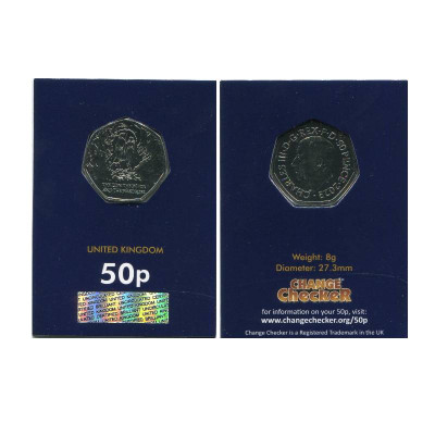 Монета 50 пенсов Великобритании 2023 г. Лев, колдунья и платяной шкаф в блистере (Нарния) 1