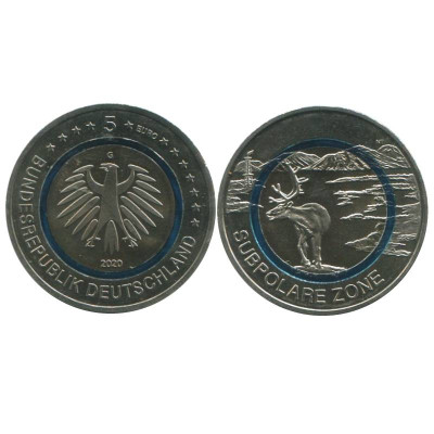 Монета 5 евро Германии 2018 г., Субтропическая зона (G)