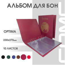 Альбом Стандарт формат Optima широкий корешок с изображением Глобуса и надписью “Боны” с листами