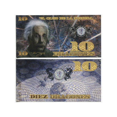 Сувенирная банкнота Колумбии 10 драгонов 2013 г. Альберт Энштейн (пресс)