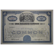 Ценная бумага "ERIE RAILROAD COMPANY". 100 акций США 1951 г. (C105202, XF, гашёная)
