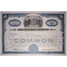 Ценная бумага "ERIE RAILROAD COMPANY". 100 акций США 1951 г. (C108142, XF, гашёная)