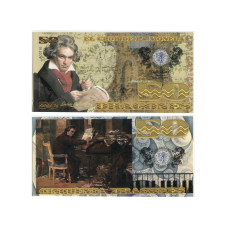 Сувенирная банкнота Колумбии 50 dragones 2013 г. Людвиг ван Бетховен (пресс)