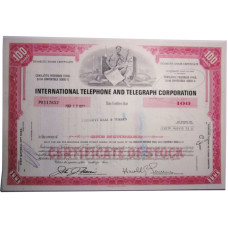 Ценная бумага "INTERNATIONAL TELEPHONE AND TELEGRAPH CORPORATION" 100 акций США 1977 г. (PK117652, X