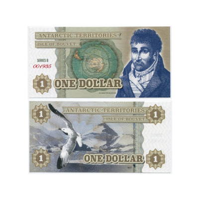 Сувенирная банкнота Антарктики 1 доллар Чайка (пресс)