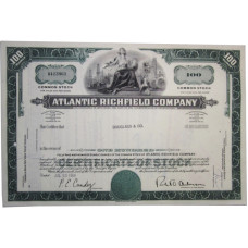 Ценная бумага "ATLANTIC RICHFIELD COMPANY". Сертификат на 100 акций США, 1968 г. (A 413961, XF, гашё