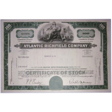 Ценная бумага "ATLANTIC RICHFIELD COMPANY". Сертификат на 100 акций США, 1968 г. (A 413454, XF, гашё