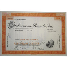 Ценная бумага "American Brand, One". Сертификат на 100 акций США, 1970 г. (VN90416, VF, гашёная)