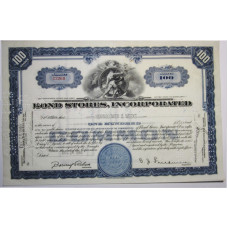 Ценная бумага "BOND STORES, INCORPORATED" 100 акций США 1940 г. (C3260, VF, гашёная)