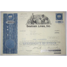 Ценная бумага "Seatrain Lines, Inc" 100 акций США 1972 г. (NYC53774, XF, гашёная)