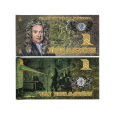 Сувенирная банкнота Колумбии 1 драгон 2013 г. Исаак Ньютон (пресс)