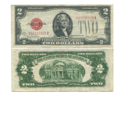 Банкнота 2 доллара США 1928 г. ( D90102939A, G)