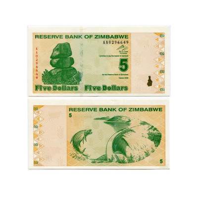 Бона 5 долларов Зимбабве 2009 г. (пресс)