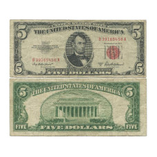 5 долларов США 1953 г. B39165458 A, серия А