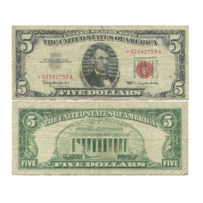 5 долларов США 1963 г. *02582759 А. Серия замещения (звезда перед номером)