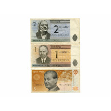 Набор 3 банкноты Эстонии (1 крона 1992, 2 крон 1992, 5 крон 1991)