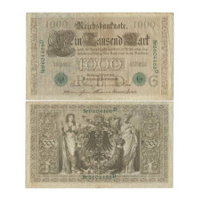 1000 марок Германии 21.04.1910 г. (зеленая печать)