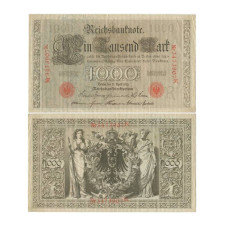 1000 марок Германии 21.04.1910 г. (красная печать)