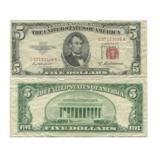 5 долларов США 1953 г. С 07183026 A, серия С