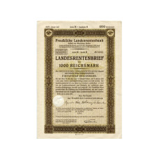 Ценная бумага 1000 рейхсмарок, 1937 год, Германия (Третий Рейх)
