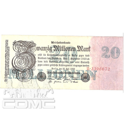 20 миллионов марок Германии 25.07.1923 г. (XF)