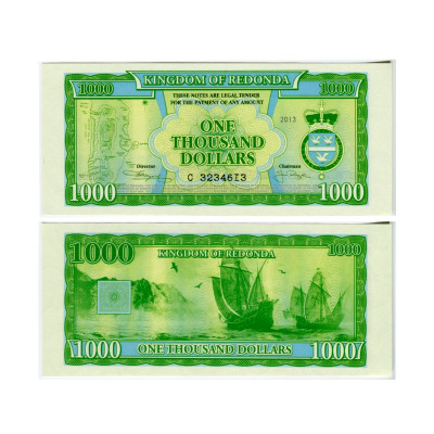 1000 долларов Королевства Редонды 2013 г. (пресс)