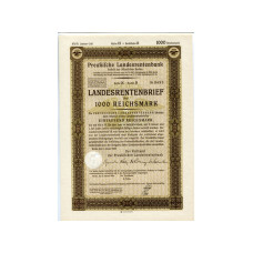 Ценная бумага 1000 рейхсмарок Германии, 1935 год, 4 1/2%, Reihe IX
