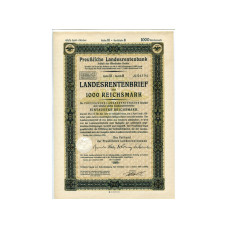 Ценная бумага 1000 рейхсмарок Германии, 1939 год, 4 1/2 %, Reihe XI