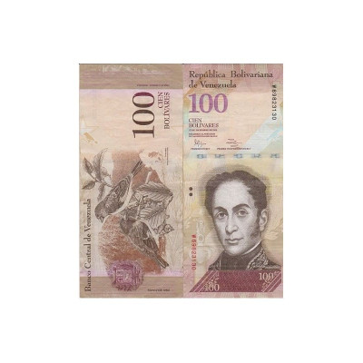 Банкнота 100 боливаров Венесуэлы 2012 г.