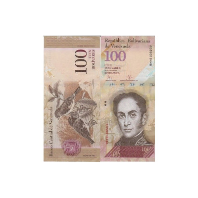 Банкнота 100 боливаров Венесуэлы 2015 г.