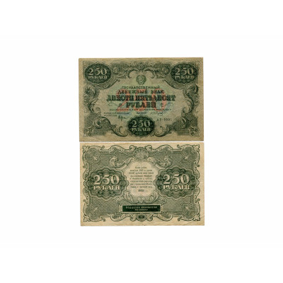 Банкнота Государственный денежный знак РСФСР 250 рублей 1922 г. АВ-8001