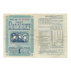 Билет всесоюзной лотереи "ОСОАВИАХИМА" 1 рубль СССР 1939 г.