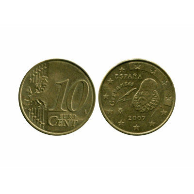 Монета 10 Евроцентов Испании 2007 г.