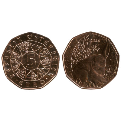 Монета 5 Евро Австрии 2018 Г., Пасхальный Кролик