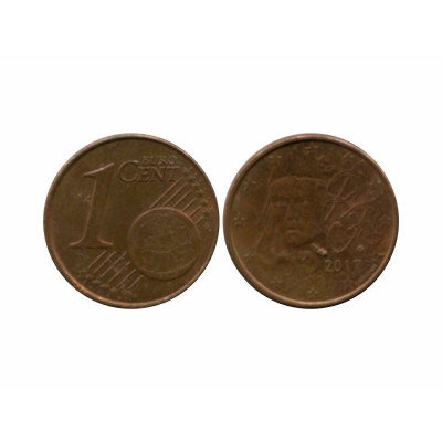 Монета 1 евроцент Франции 2017 г.
